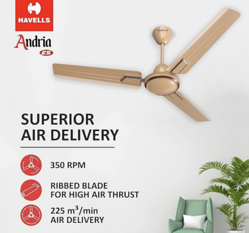 Havells 1200mm Andria Energy Saving Ceiling Fan (Quartz, Pack of 1) - Image 4
